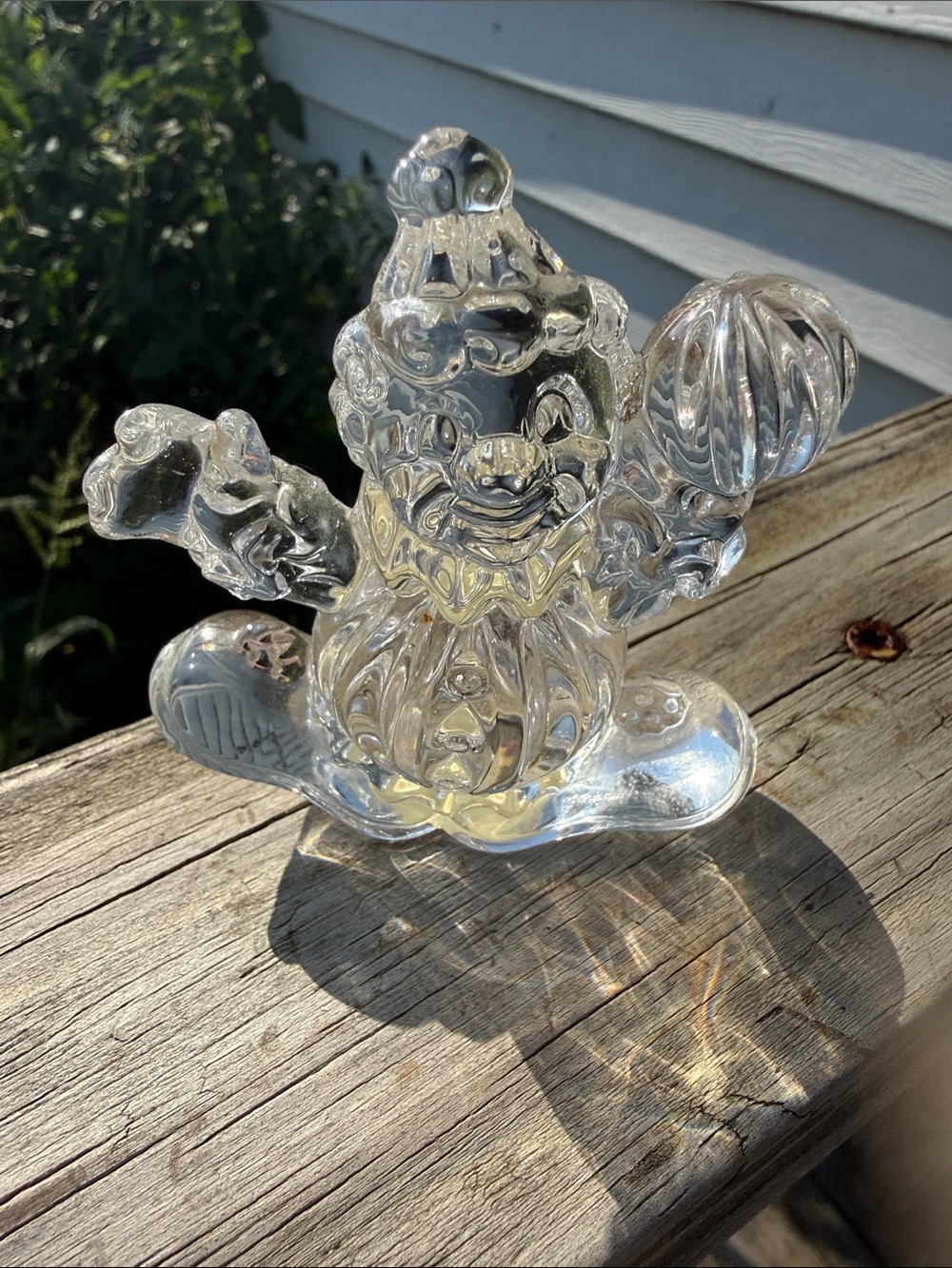 Princess House Clear Glass Clown Figurine with Ball Accent vintage edition